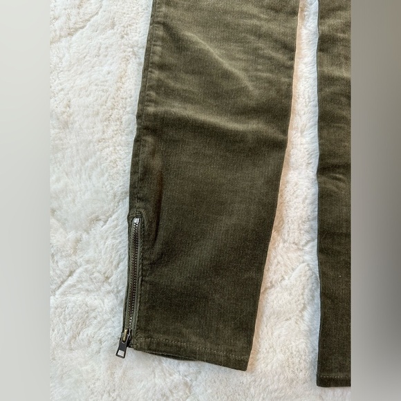 Loft women’s size 0 petite waist 25 modern skinny olive corduroy zipper ankle - Picture 2 of 6
